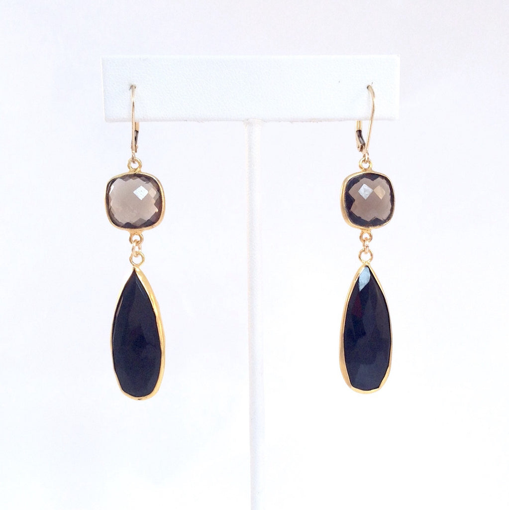 Solid Design Studios Smoky Quartz & Chalcedony Drop Earrings
