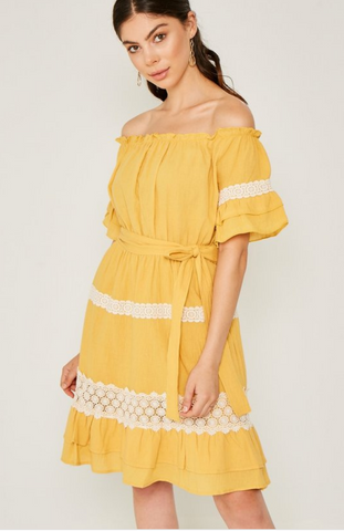 Cheryl Striped Off Shoulder Dress