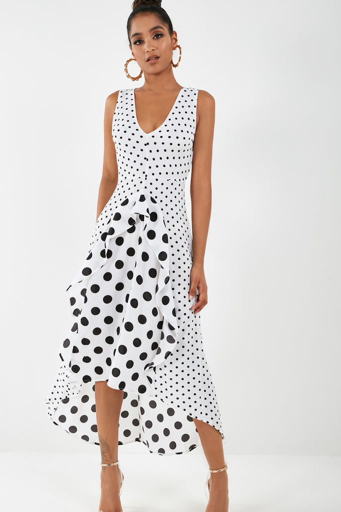 Bailey White Polka Dot V Neck Dress
