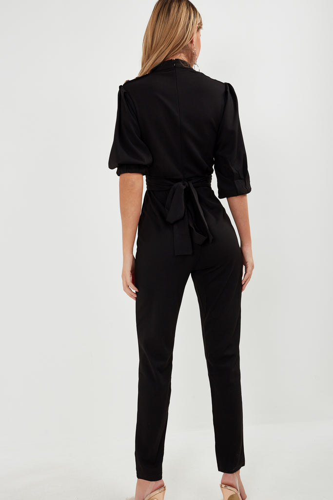 Barb Black High Neck Jumpsuit