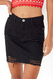 Helly Black Distressed Denim Skirt