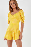 Kim Yellow Polka Dot Wrap Playsuit