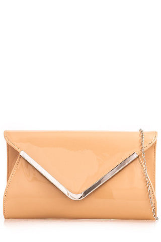 Penny Nude Patent Envelope Clutch Bag