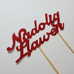 Cake Topper - Merry Christmas - Nadolig Llawen-The Welsh Gift Shop