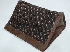 80s Vintage Gucci brown toiletary clutch pouch with all over horsebit print canvas with leather trimming. very rare piece materpiece.