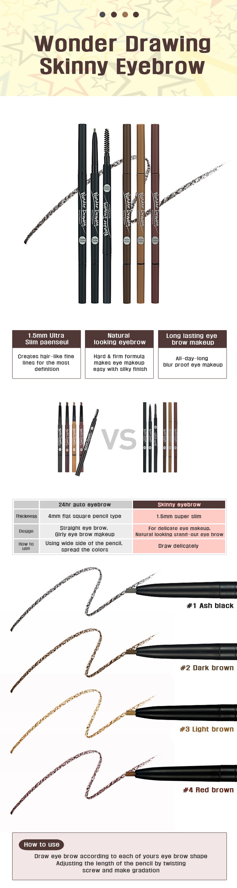 Pensil Alis Matic | Wonder Drawing Skinny Eyebrow