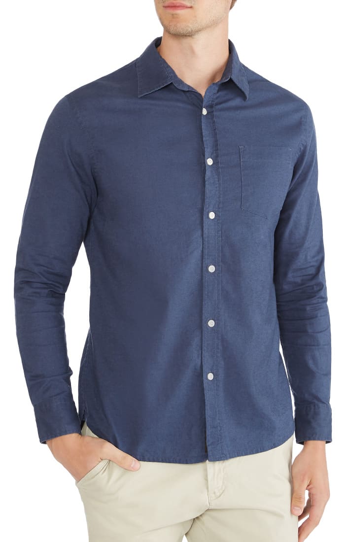 Navy Stretch Cotton Linen Shirt Navy Stretch Cotton Linen Shirt