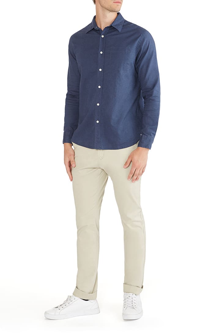 Navy Stretch Cotton Linen Shirt Navy Stretch Cotton Linen Shirt