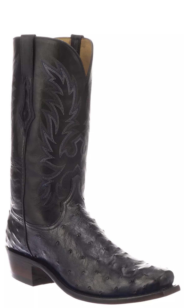 Lucchese ELGIN N1188.73 Mens Antique Navy Full Quill Ostrich Boots