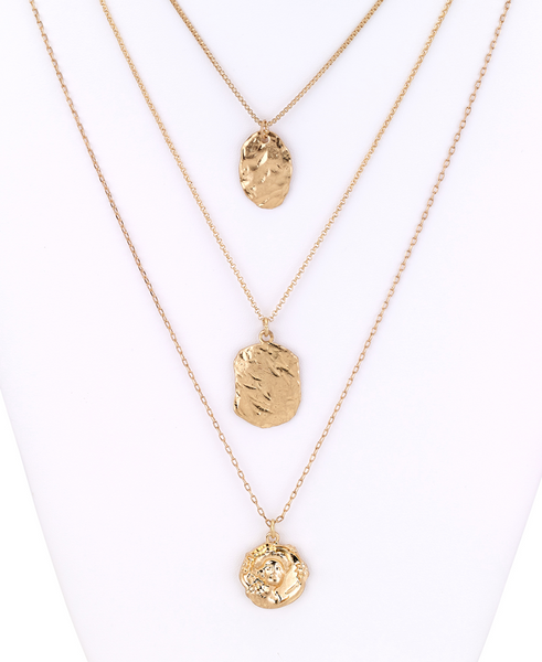 Gold Coin Pendants Layered Necklace
