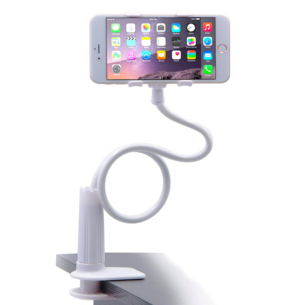 Influencer phone mount, connects to counter top or desktop. Great gift idea by Thingamabobs
