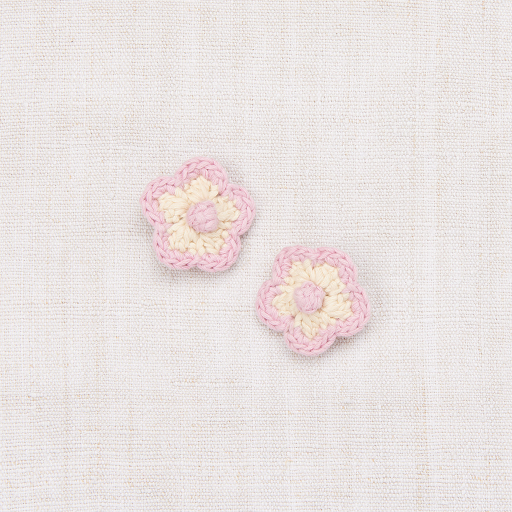 Large Crochet Flower Clip Set - String/Soft Purple