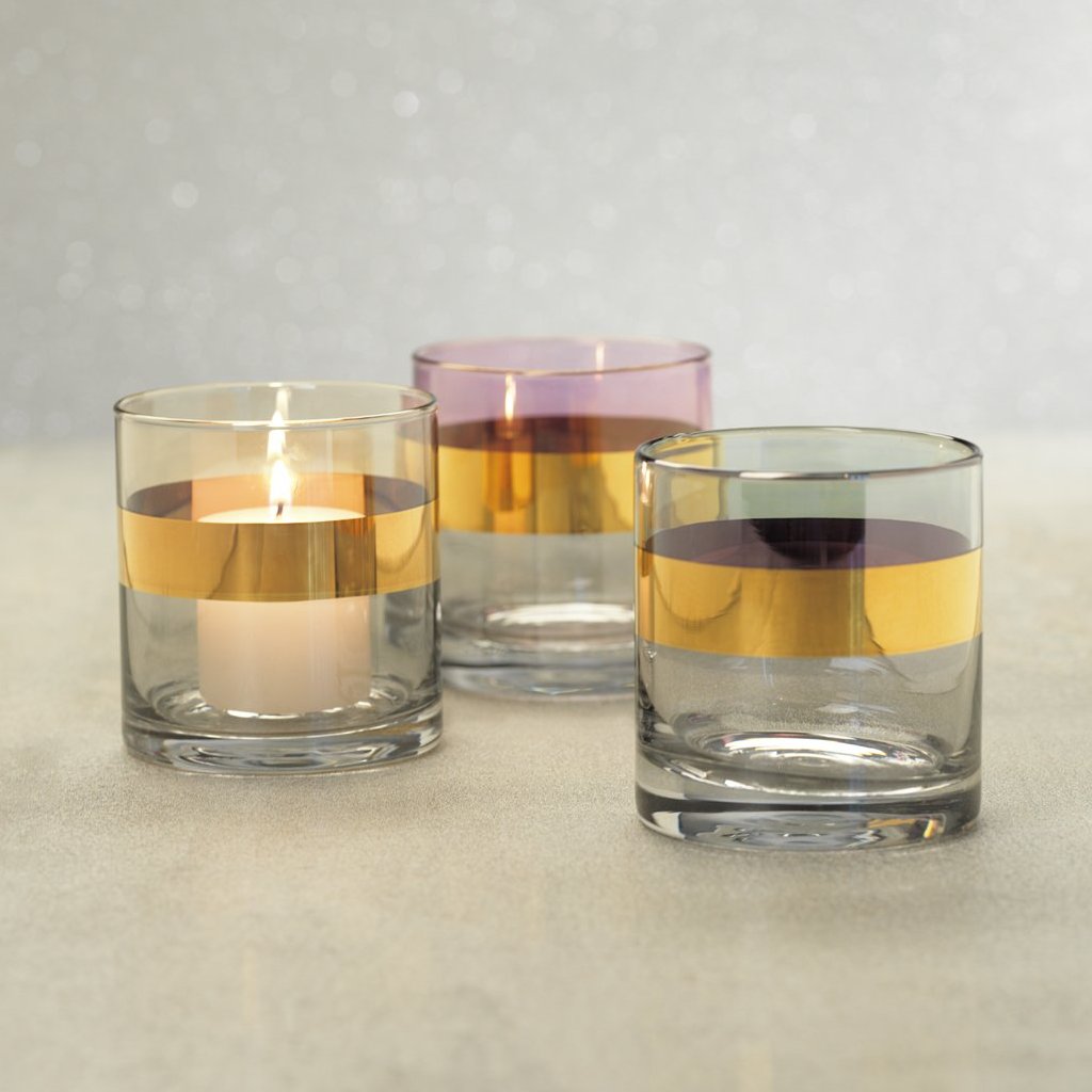 Veneto Two-Tone Luster Votive Holder - Green