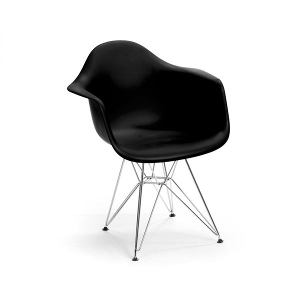Black Eames DAR Armchair with chrome base