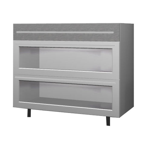 90 Cm. Grey Wave Base Unit 3 Drawers Plexi Frame Aluminum