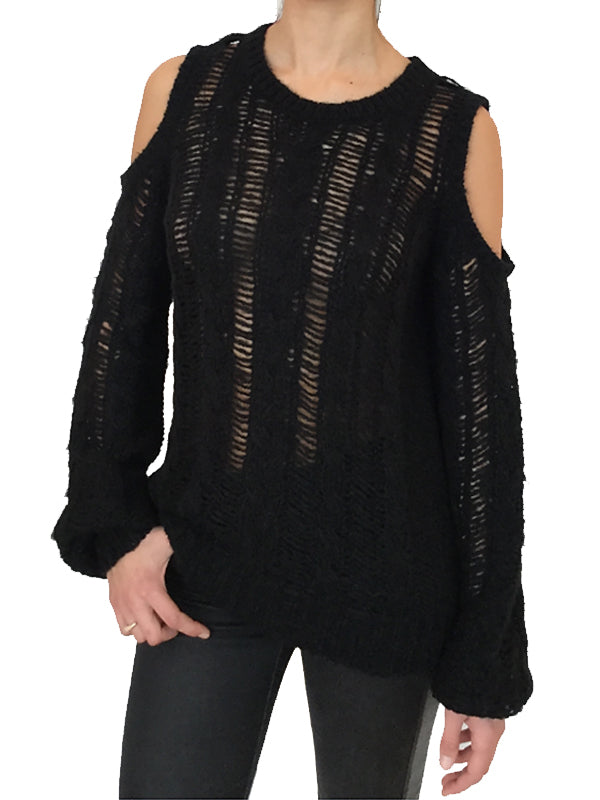 Cold Shoulder Cable Sweater