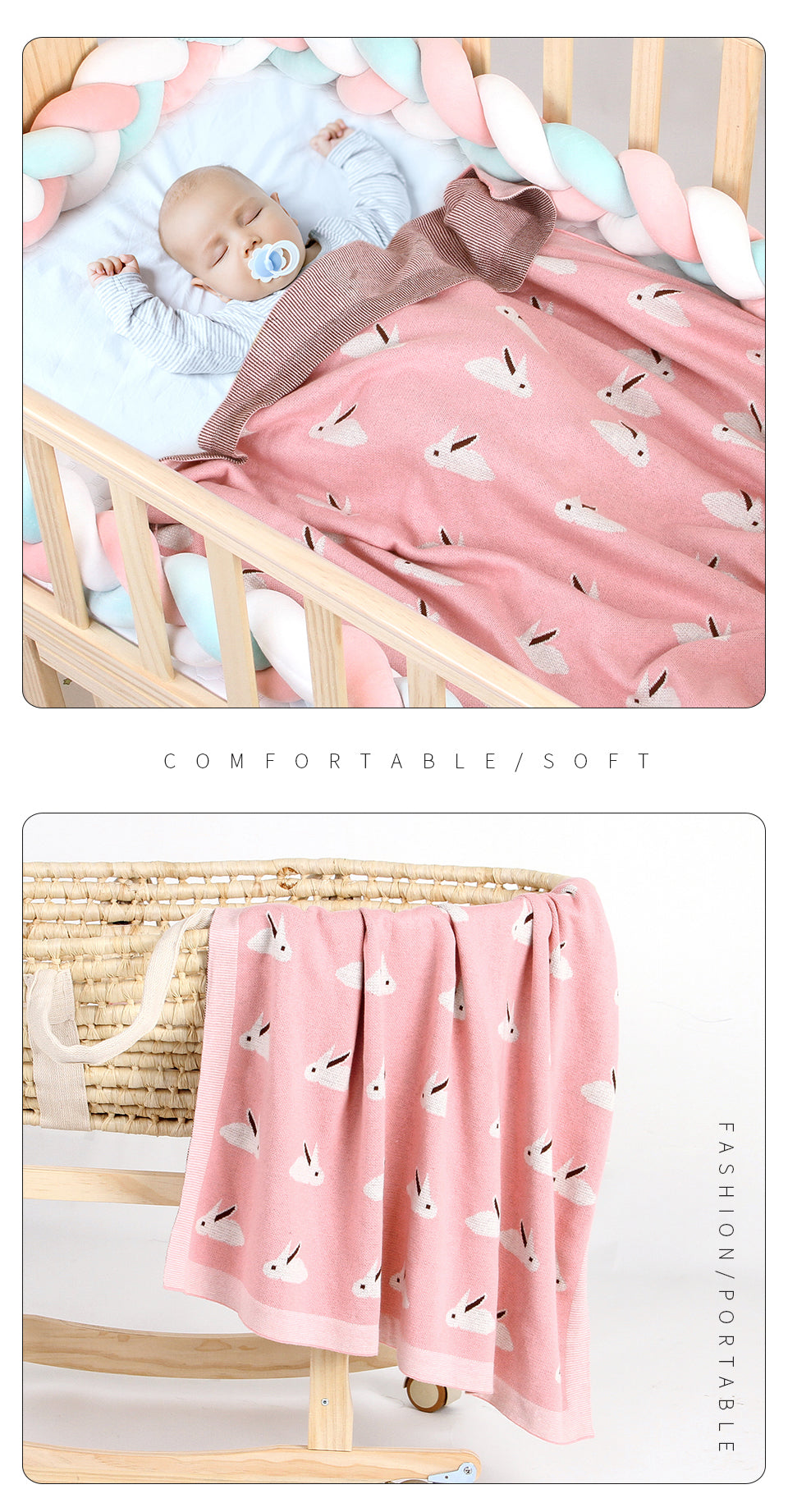 grey cellular baby blanket