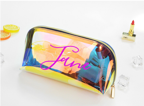 Holographic Makeup Bag with Name-customforlove