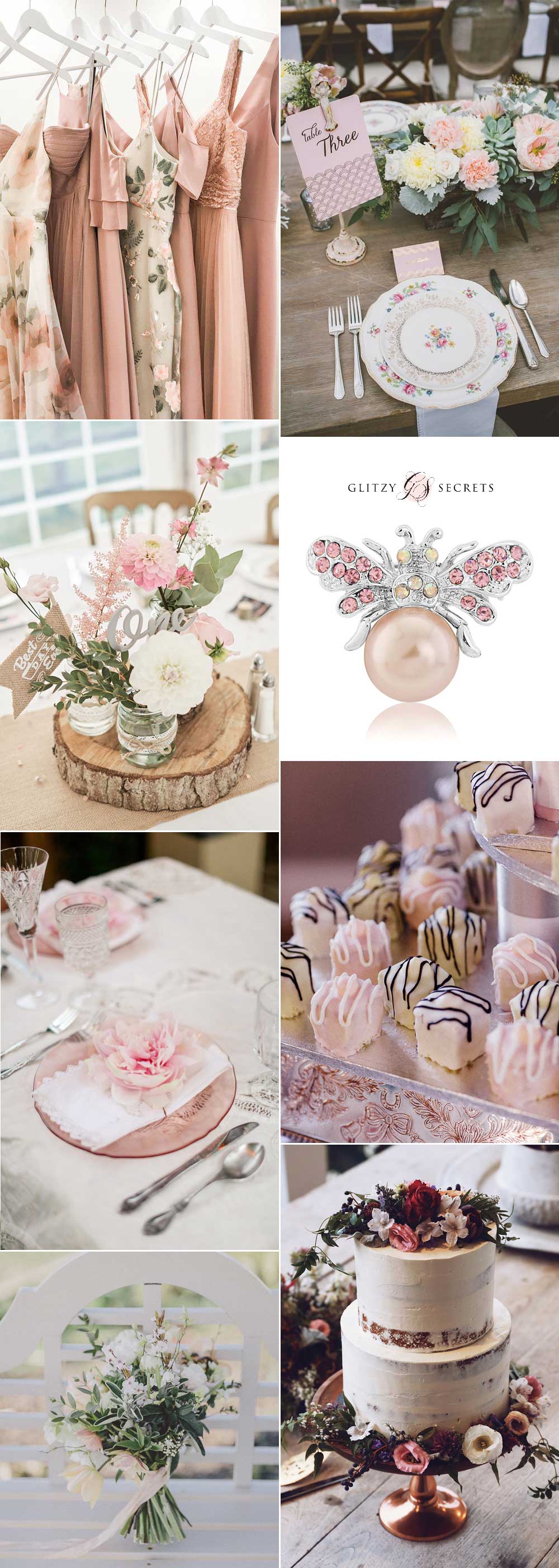 Pink and white vintage china wedding decor ideas