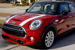 Mini Cooper Hard Top Hood Stripe Decals (2014 to Current) - Exact Fit - Two Color Laminated