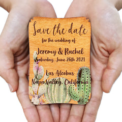 Personalized Painted Wood Save the Date Fridge Magnet for Rustic Wedding