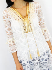 Berties Women's Gold Stud Tunic In White