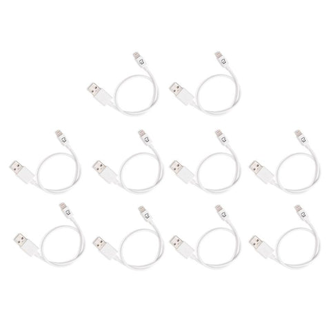 10-Pack of Short Apple Certified Lightning to USB Cable 13 Inch (White)