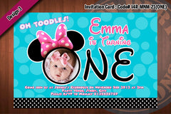MINNIE MOUSE Invitations - Onesie Birthday Party Photo Invitation - First birthday (CHOOSE 1 color) 4x6