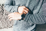 Chrono – Silver / Black Face/ Black Leather Timepiece