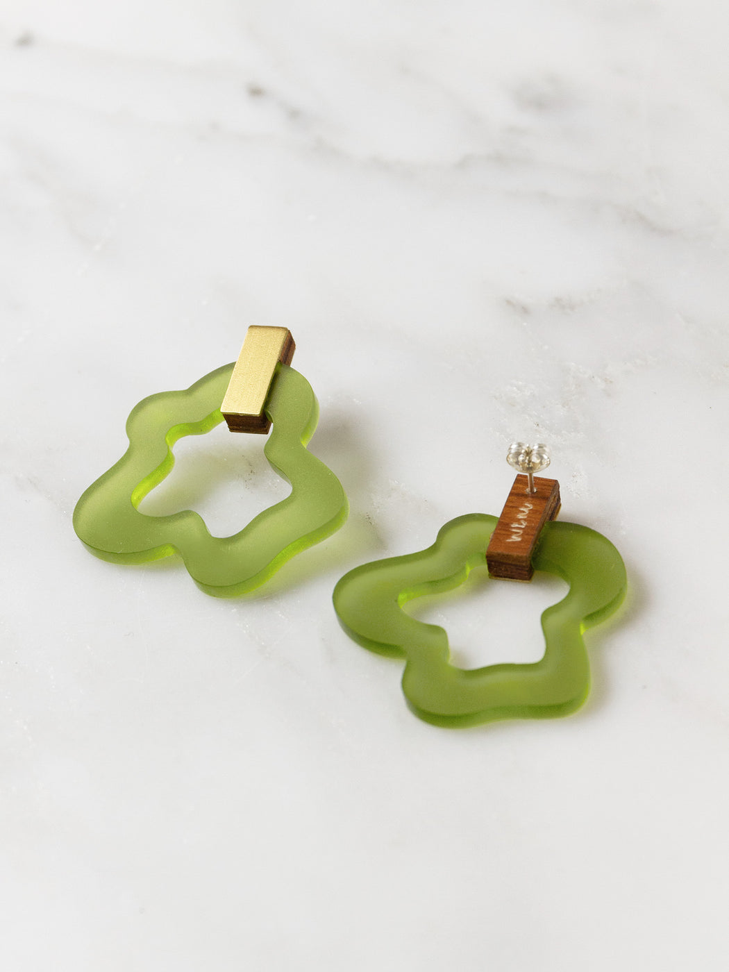 Wave Earrings in Olive