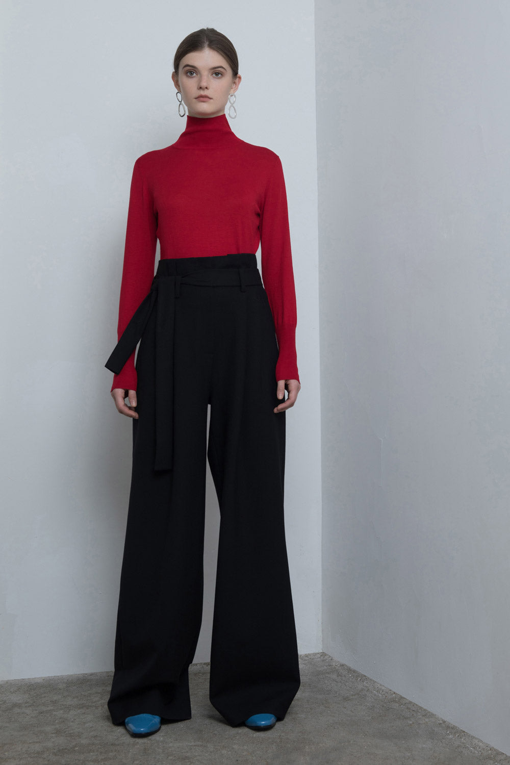 Belted Wide-Leg Pants