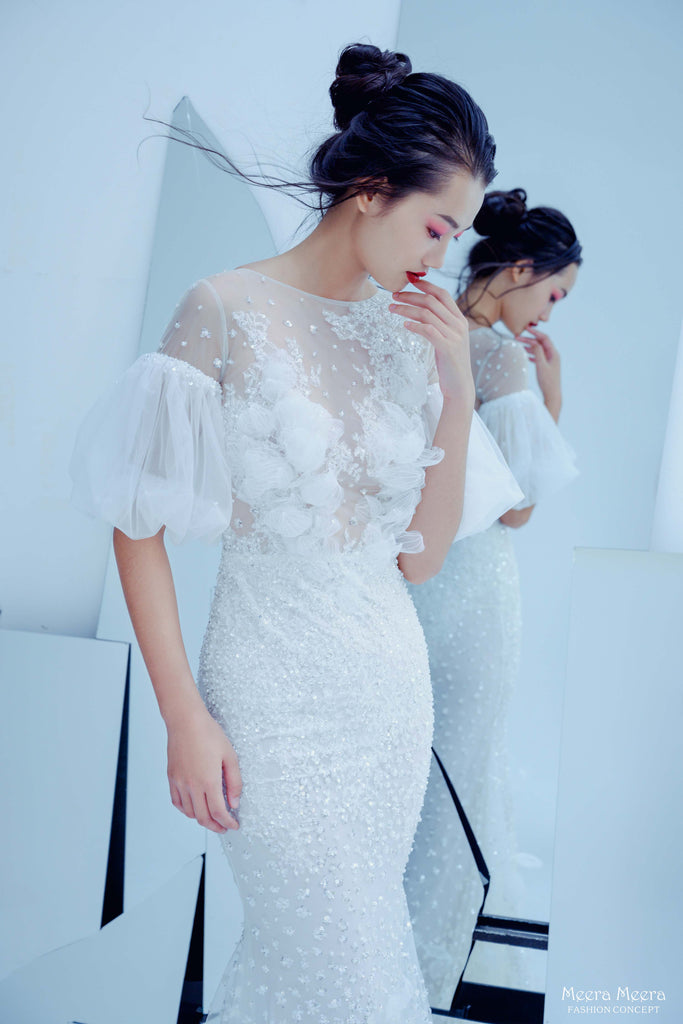 hot trends 2019-2020 wedding dresses puffy sleeves meera meera bridal