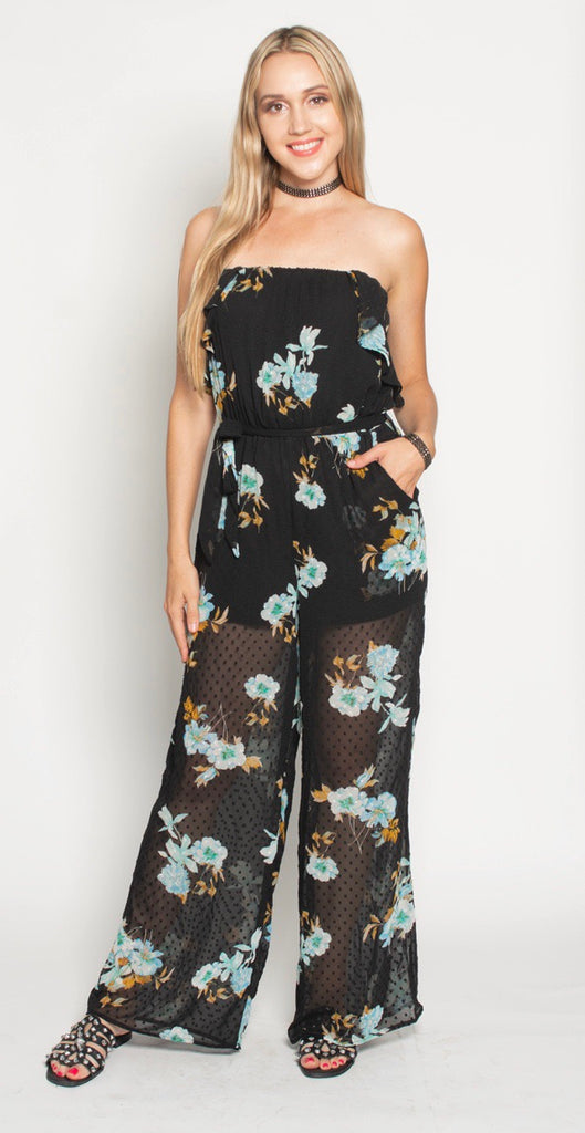 FOREVER JUMPSUIT BLACK CHIFFON PRINT