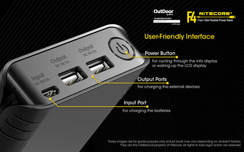 Nitecore F4 Four Slot Flexible Power Bank is user friendly interface.