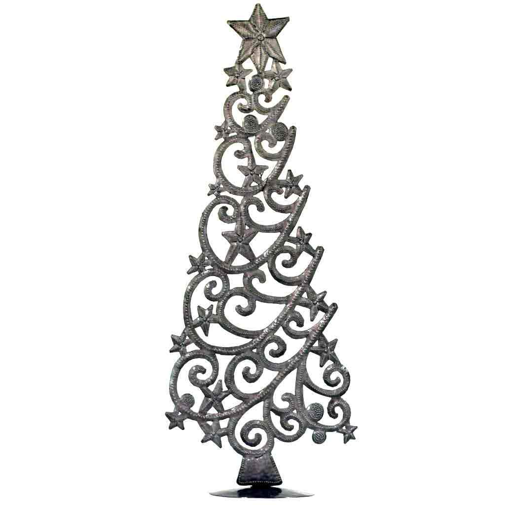 Tabletop Christmas Tree with Stars (18" Tall) - Croix des Bouquets (H)