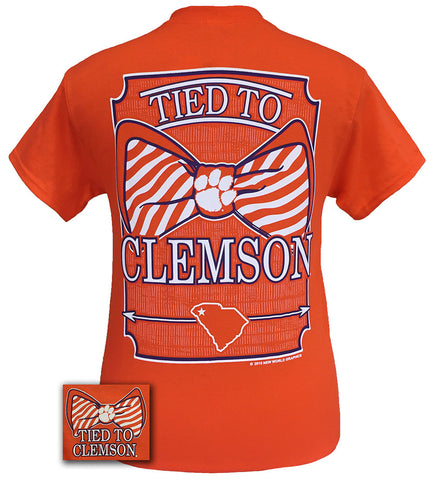 New South Carolina Clemson Tigers Tied to State Bow Girlie Bright T Shirt