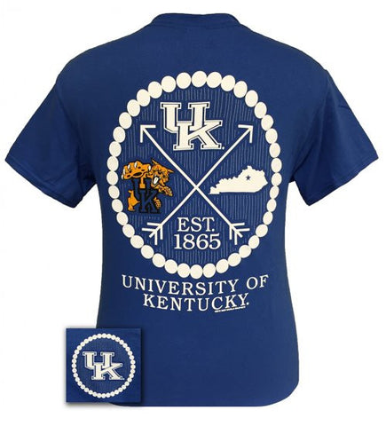 UK Kentucky Wildcats Big Blue Preppy Arrow Pearls Girlie Bright T Shirt - SimplyCuteTees
