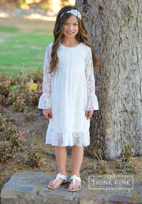 Isabella Flower Girl Lace Dress - White