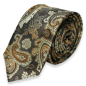 Image Title DARK GRAY WITH BROWN PAISLEY SKINNY TIE