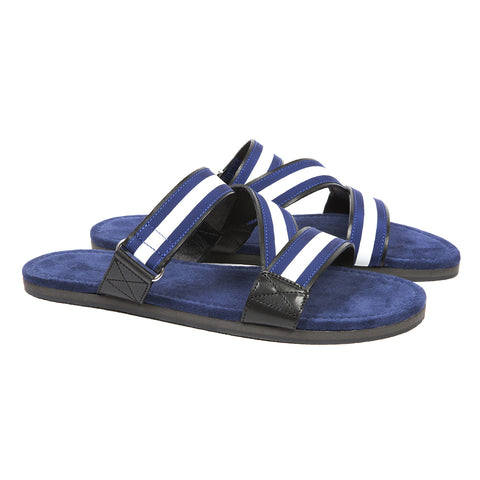 Caged leather sandal with half rubber heal
