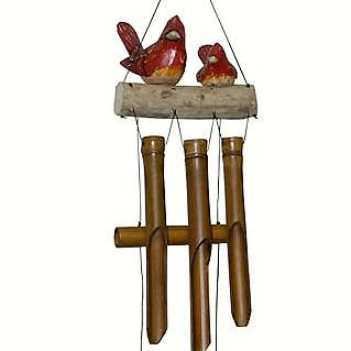 Cohasset Imports 6 IN x 8 IN x 32 IN Cardinal Family Folk Art Bamboo Low Tone Wind Chime