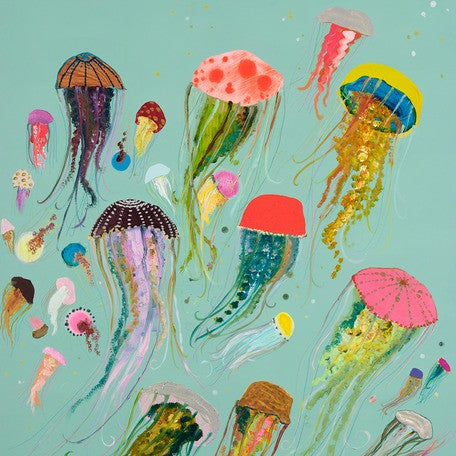Floating Jellyfish Aqua - Giclée Print