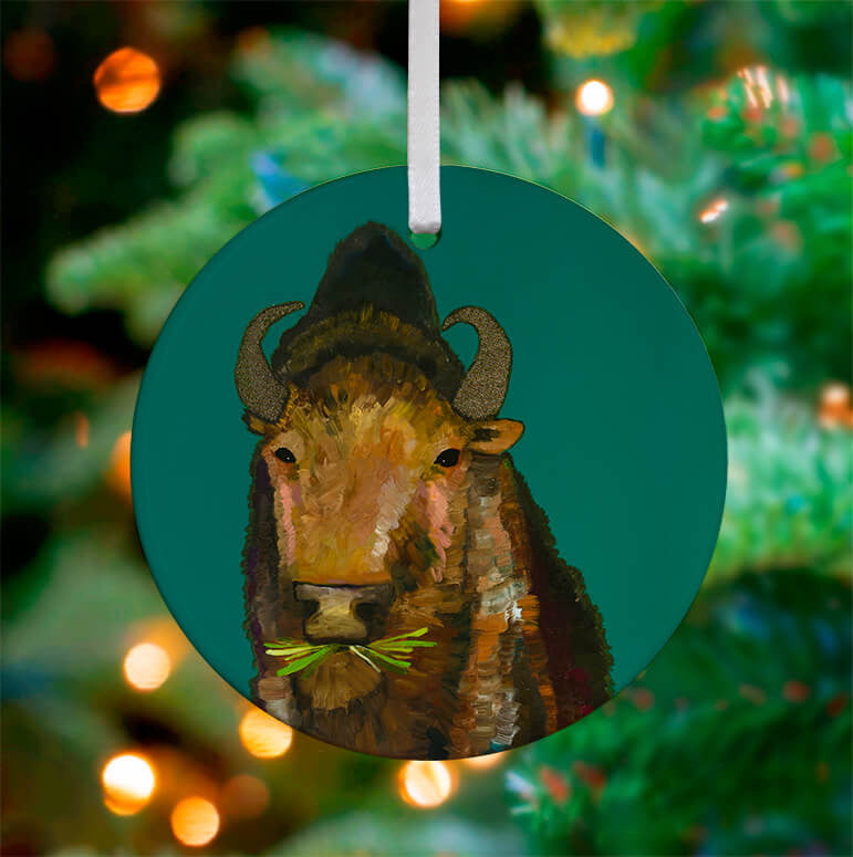 Bison Ceramic Ornament