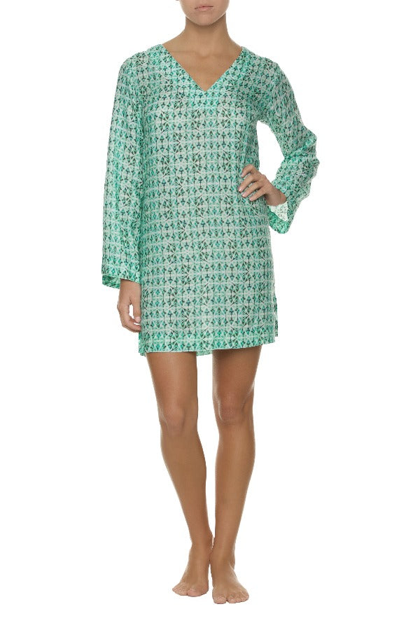 PRINTED COTTON SILK TUNIC-INDOCHINE PRINT