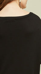 Black V-Neck Tie Top with Wooden Buttons - Midnight Magnolia Boutique