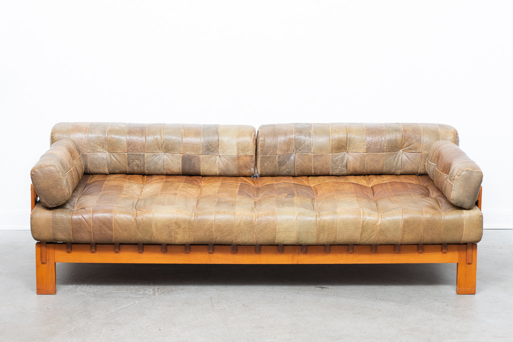 Beech + patchwork leather daybed