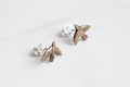 Tiny bird studs - brass