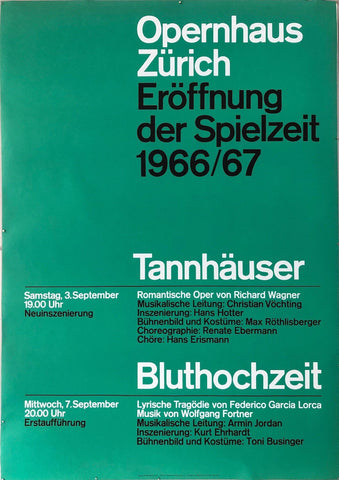 Opernhaus Zürich "Eroffnung der Spielzeit 1966/67" Green