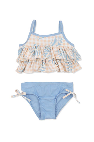Mixed Pattern Flounce Bikini Set, mint