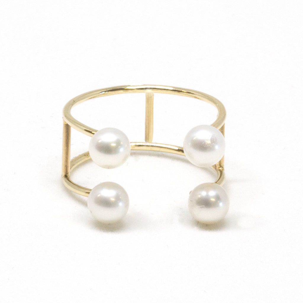 Double Baby Pearl Open Ring